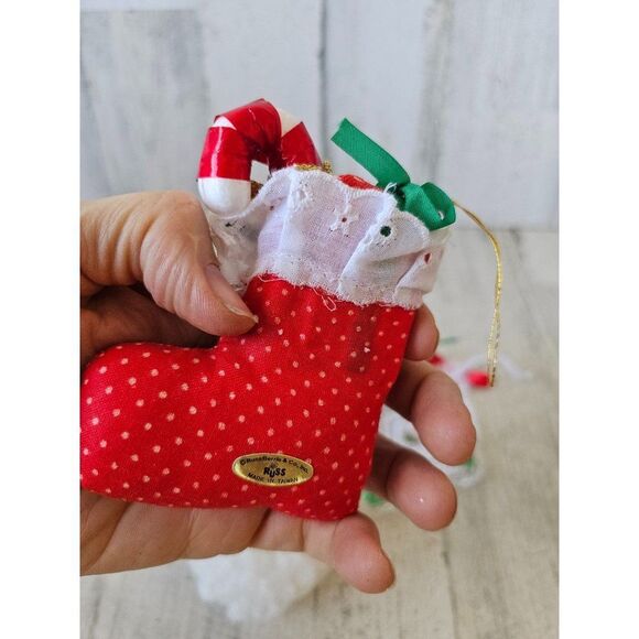 Vintage stocking wreath crochet ornament Xmas tree set - Picture 9 of 10